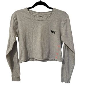 🔥4/$25 PINK Victoria’s Secret Women’s Gray Long Sleeve Tee Cropped XS